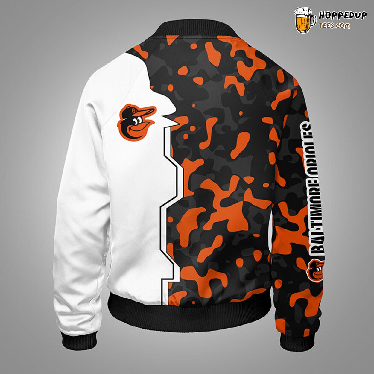 MLB Baltimore Orioles Unique Camouflage Orange Bomber Jacket Design