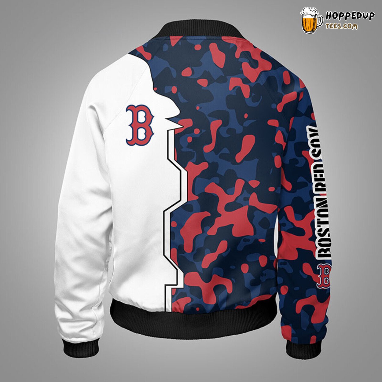 MLB Boston Red Sox Camouflage Red Blue Premium Bomber Jacket Design