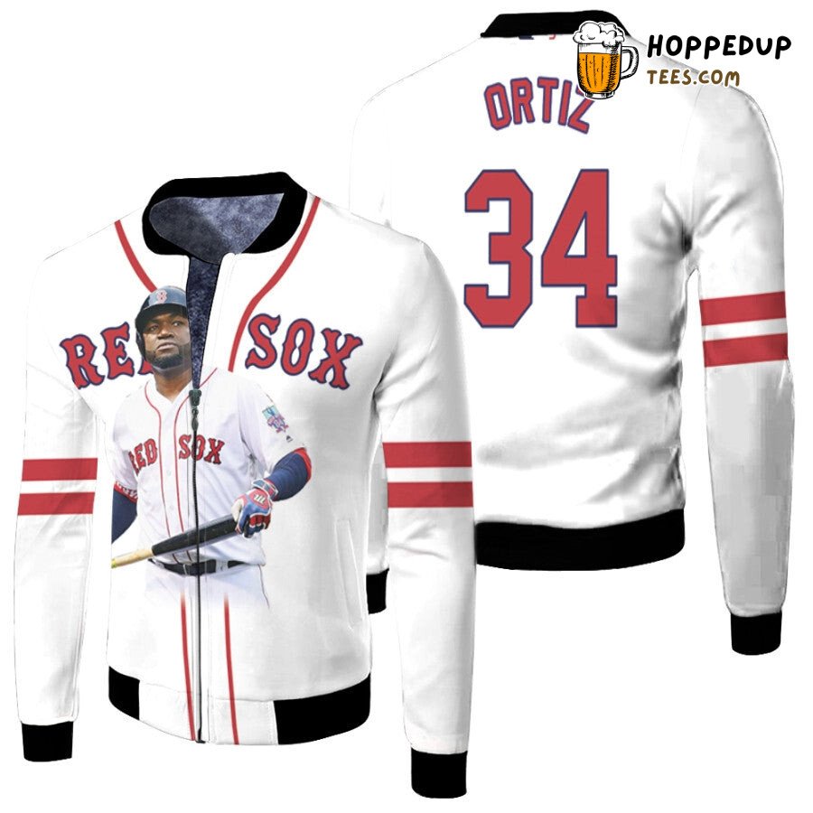 MLB Boston Red Sox David Ortiz Majestic Home Player White Bomber Jacket