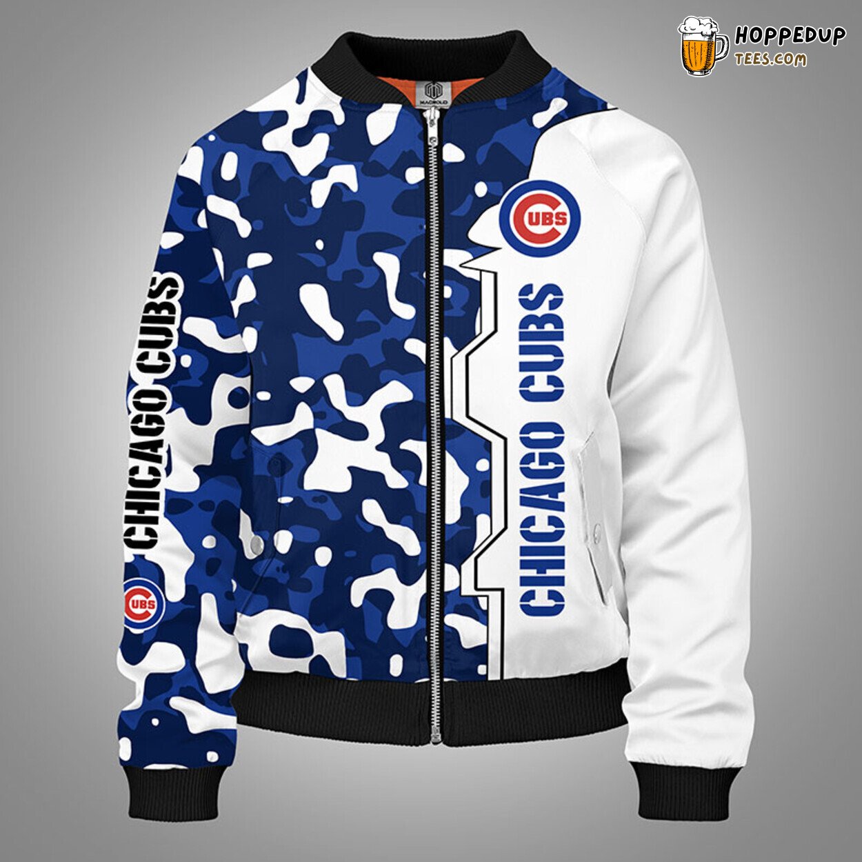 MLB Chicago Cubs Camouflage Blue Premium Bomber Jacket Design