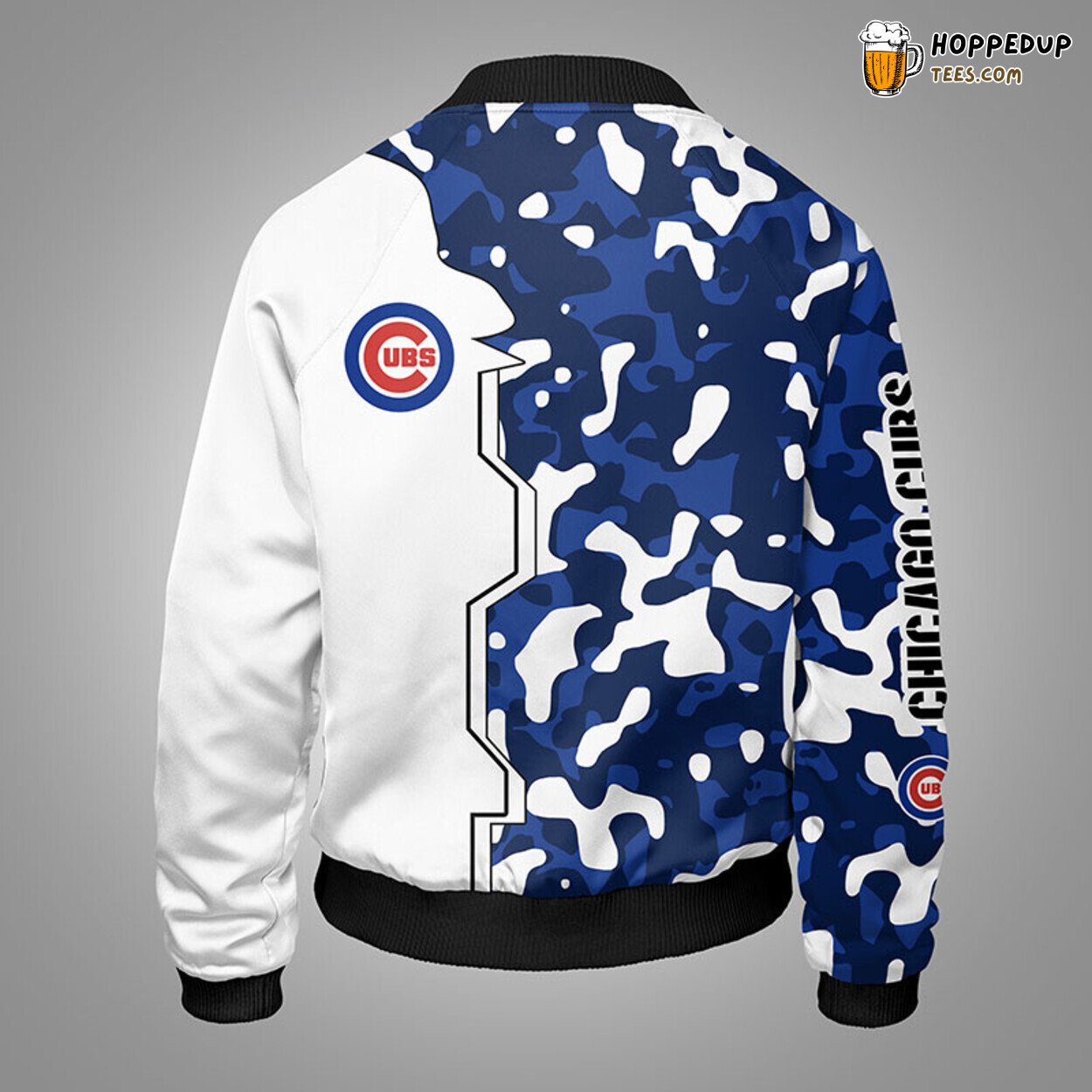 MLB Chicago Cubs Camouflage Blue Premium Bomber Jacket Design