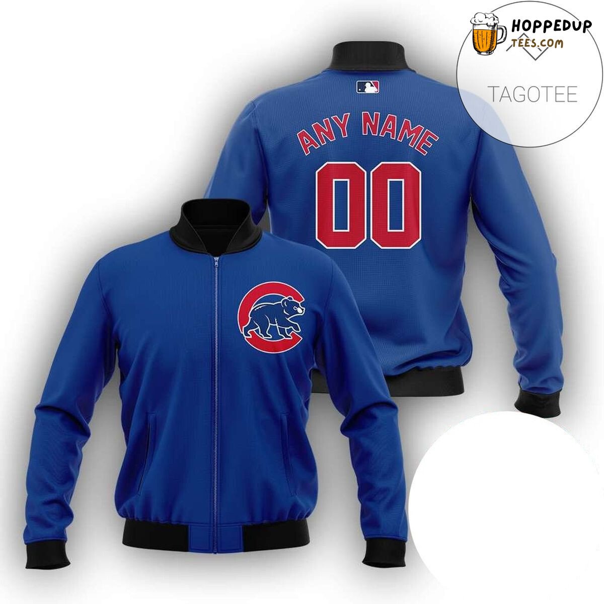 MLB Chicago Cubs Custom Name Number Blue Packer Lover Bomber Jacket