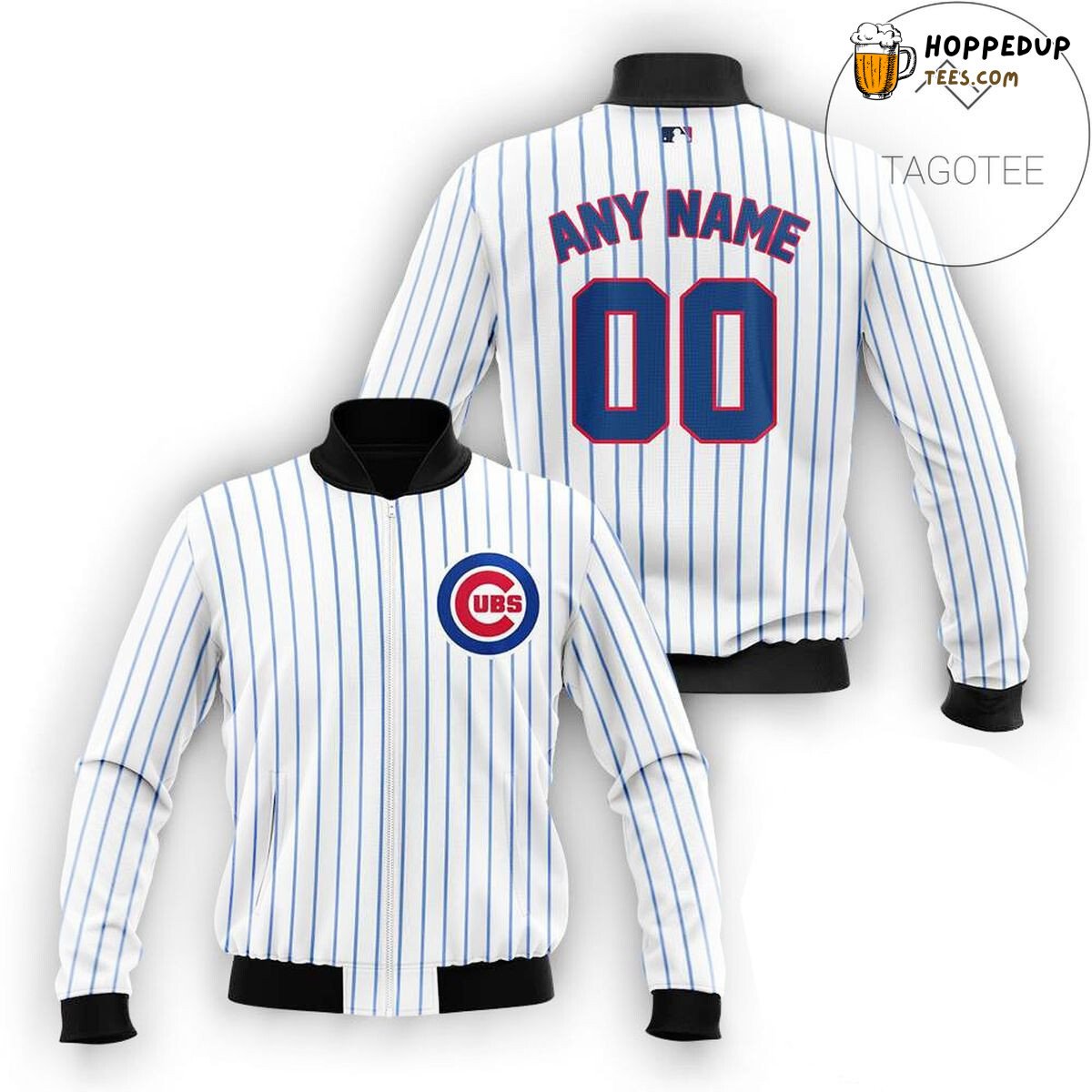 MLB Chicago Cubs Custom Name Number White Bomber Jacket