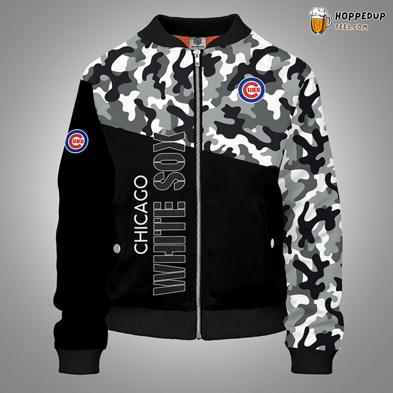 MLB Chicago Cubs Unique Camouflage Black Bomber Jacket Design