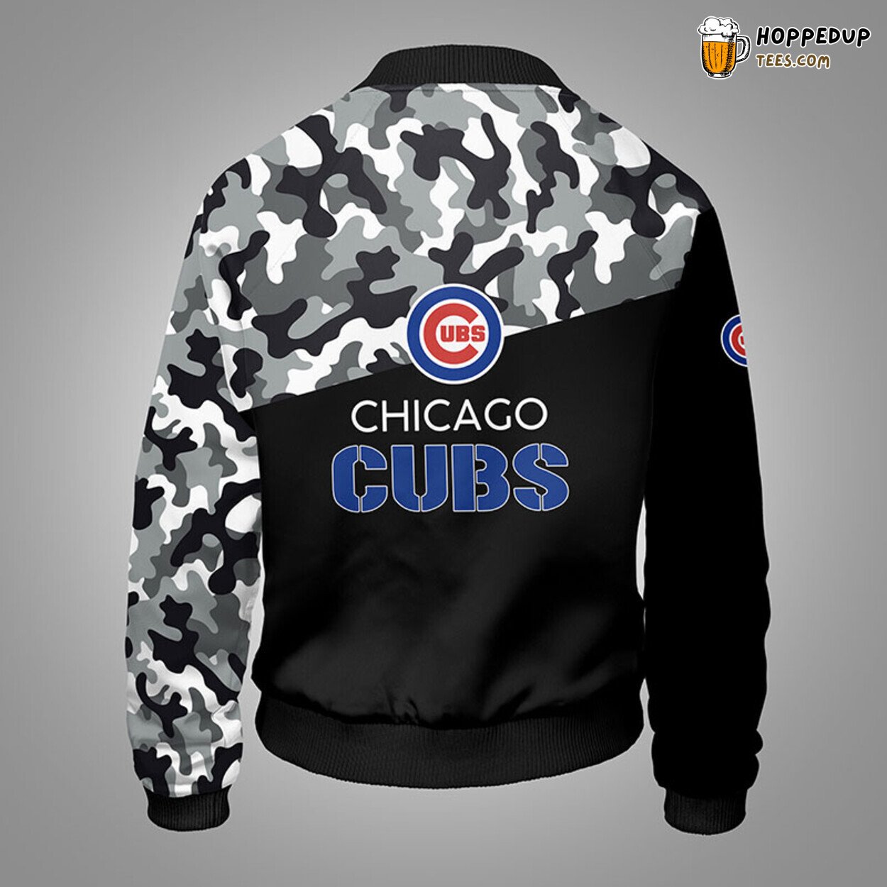 MLB Chicago Cubs Unique Camouflage Black Bomber Jacket Design