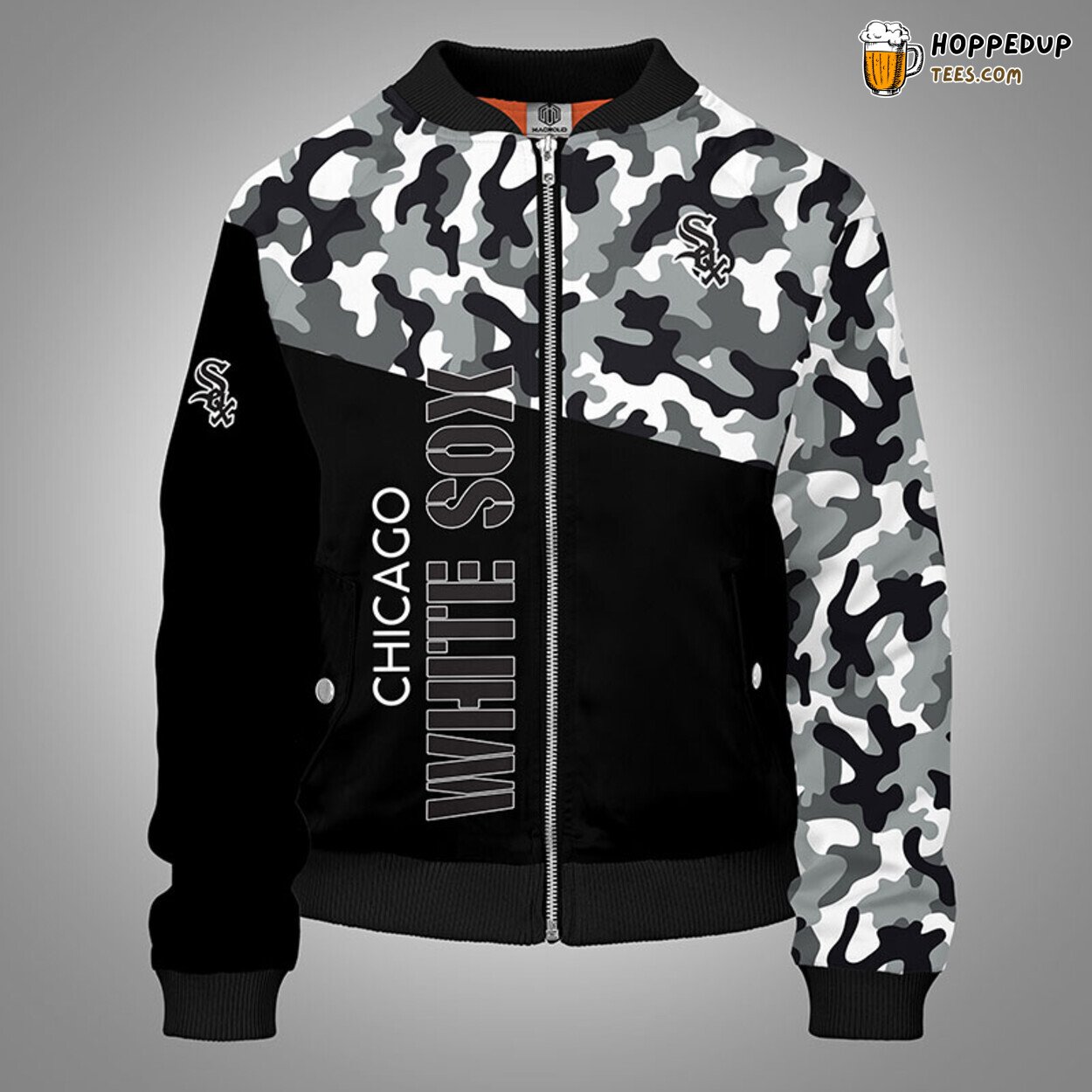 MLB Chicago White Sox Unique Camouflage Black Bomber Jacket Design