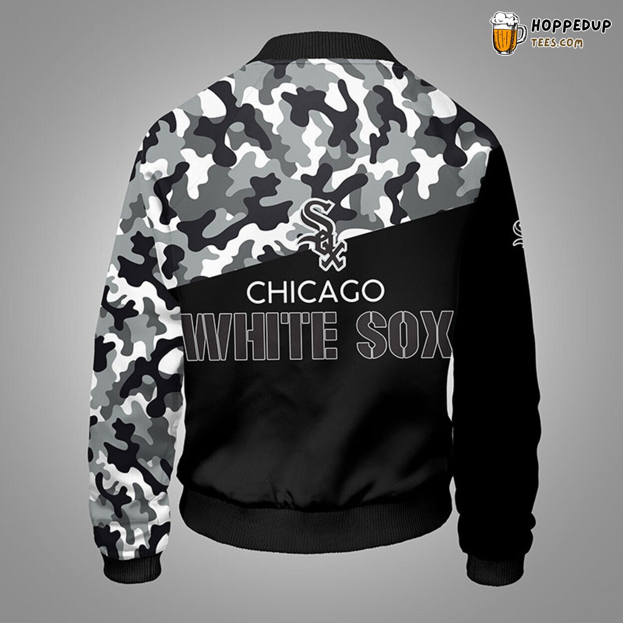 MLB Chicago White Sox Unique Camouflage Black Bomber Jacket Design