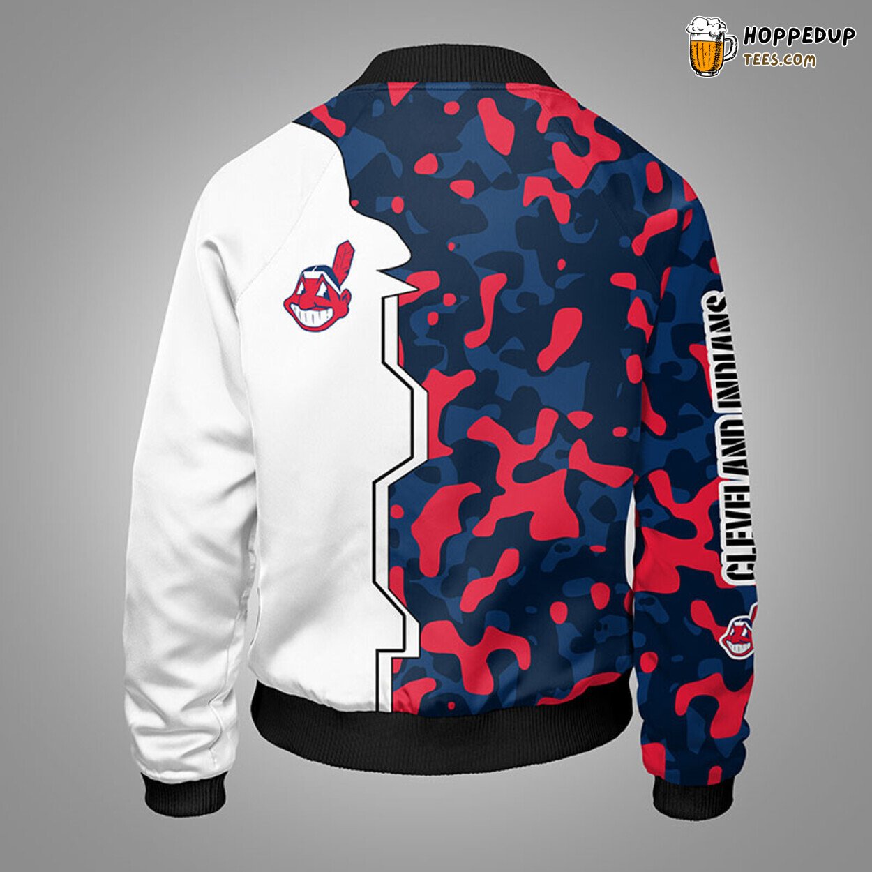 MLB Cleveland Indians Camouflage Red Blue Premium Bomber Jacket Design