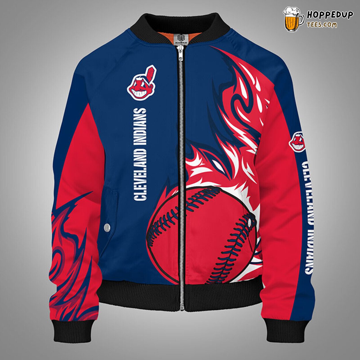 MLB Cleveland Indians Dual Red Blue Unique Bomber Jacket Design