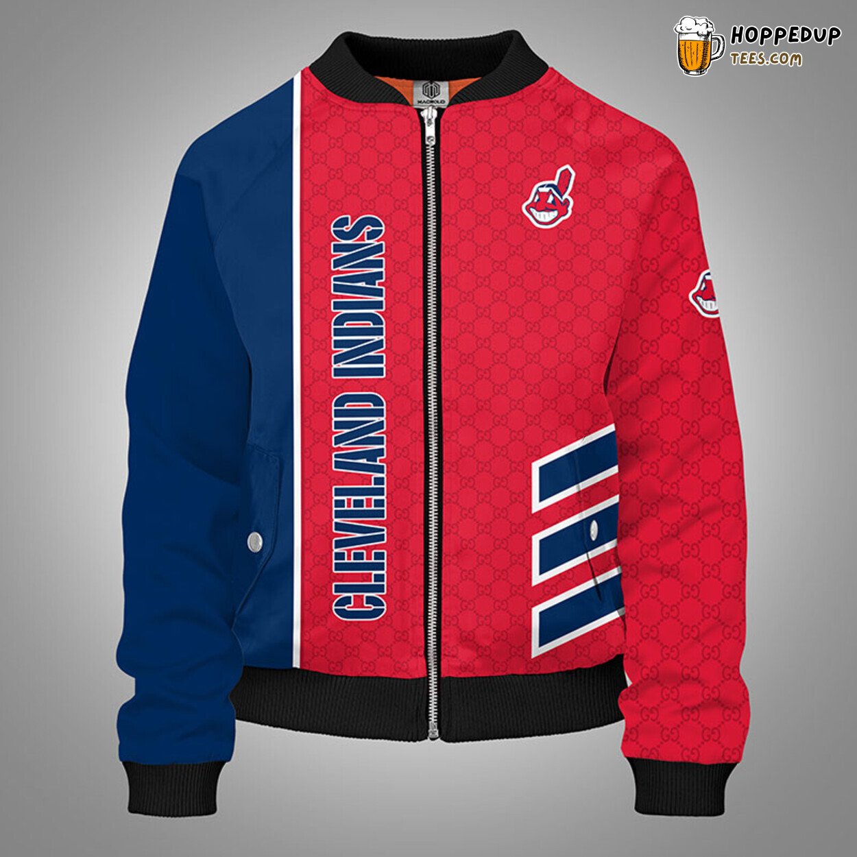 MLB Cleveland Indians Red Blue Unisex Premium Bomber Jacket Design