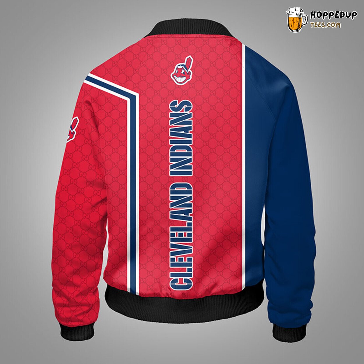 MLB Cleveland Indians Red Blue Unisex Premium Bomber Jacket Design