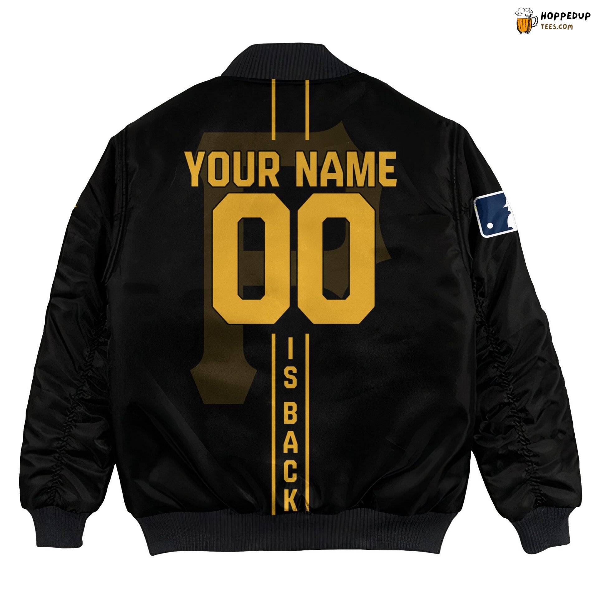 MLB Custom Bomber Jacket Pittsburgh Pirates Black Name Number