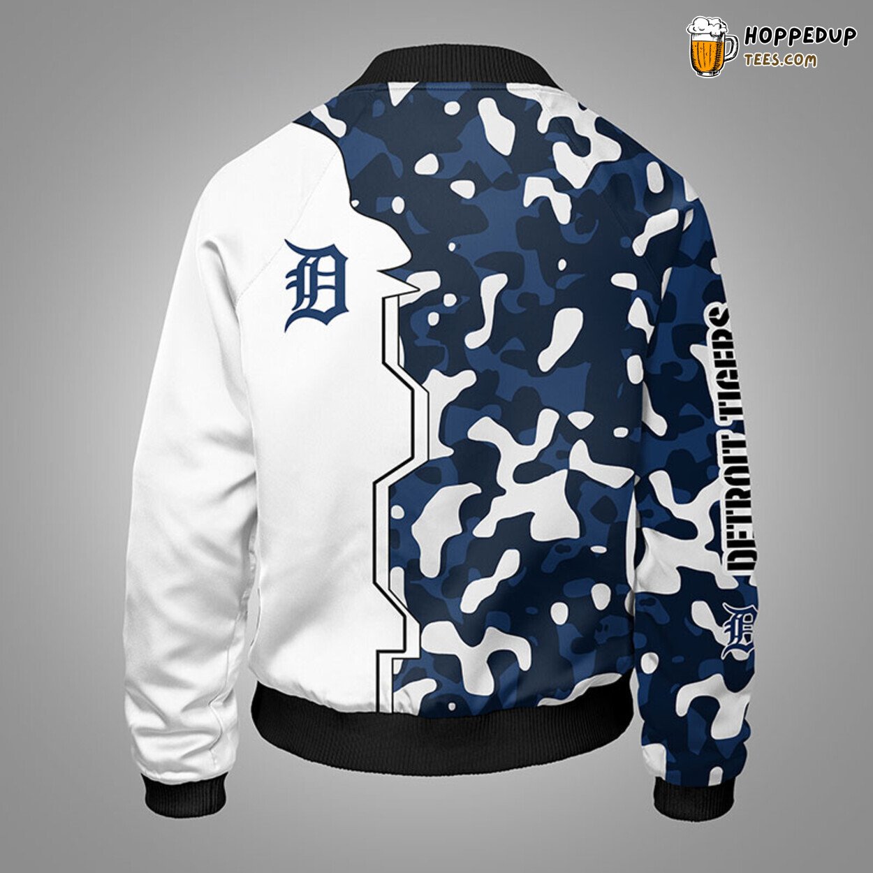 MLB Detroit Tigers Camouflage Blue Premium Bomber Jacket Design