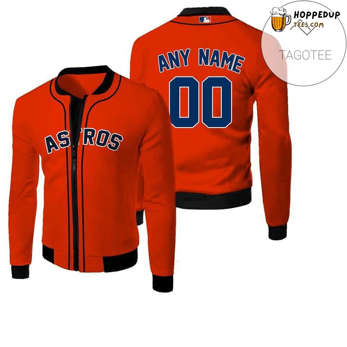 MLB Houston Astros Custom Name Number Orange Bomber Jacket