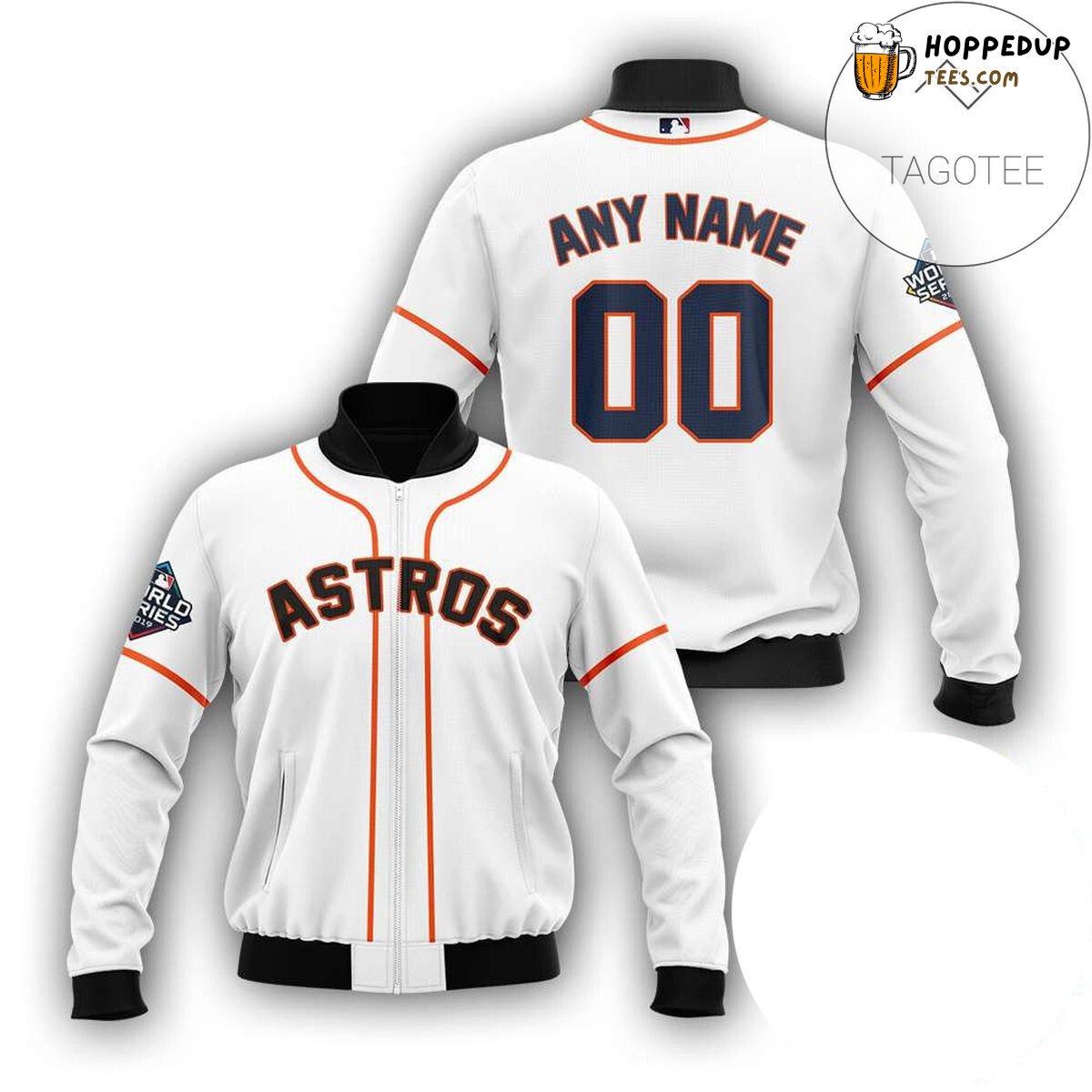 MLB Houston Astros Custom Name Number White Bomber Jacket