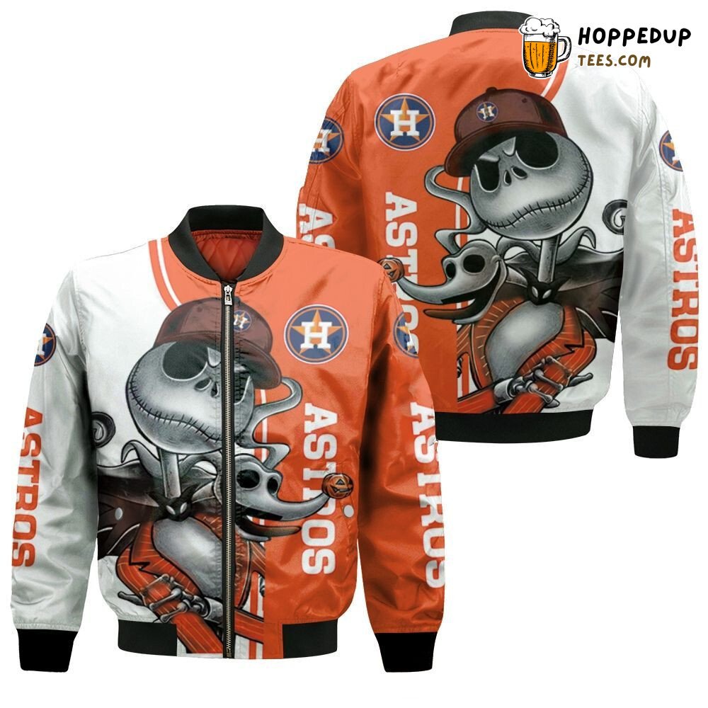MLB Houston Astros Jack Skellington And Zero Bomber Jacket