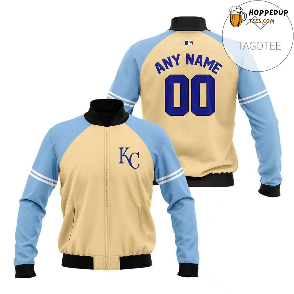 MLB Kansas City Royals Custom Name Number Beige Bomber Jacket
