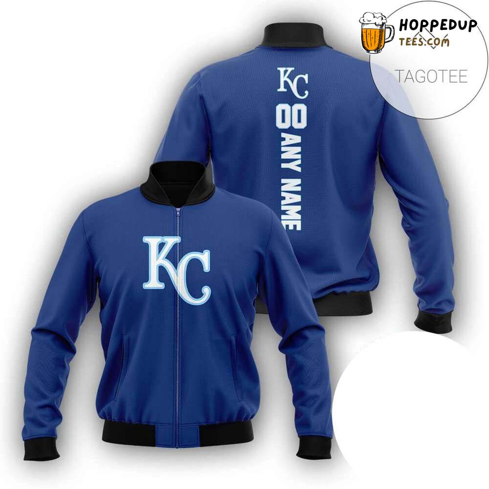 MLB Kansas City Royals Custom Name Number Blue Bomber Jacket