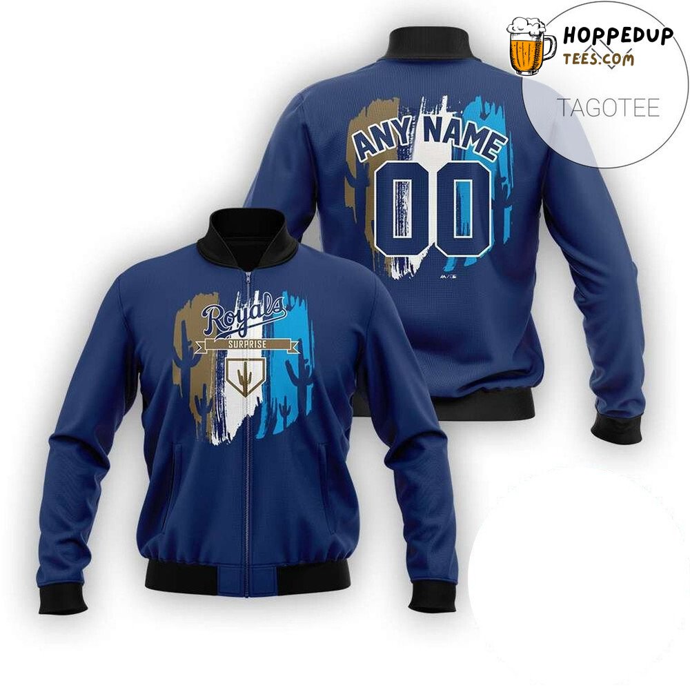 MLB Kansas City Royals Custom Name Number Blue Gift For Fans Bomber Jacket