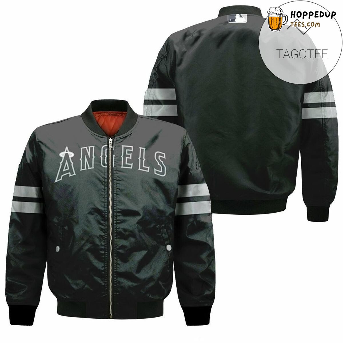 MLB Los Angeles Angels Black Jersey Inspired Style Bomber Jacket
