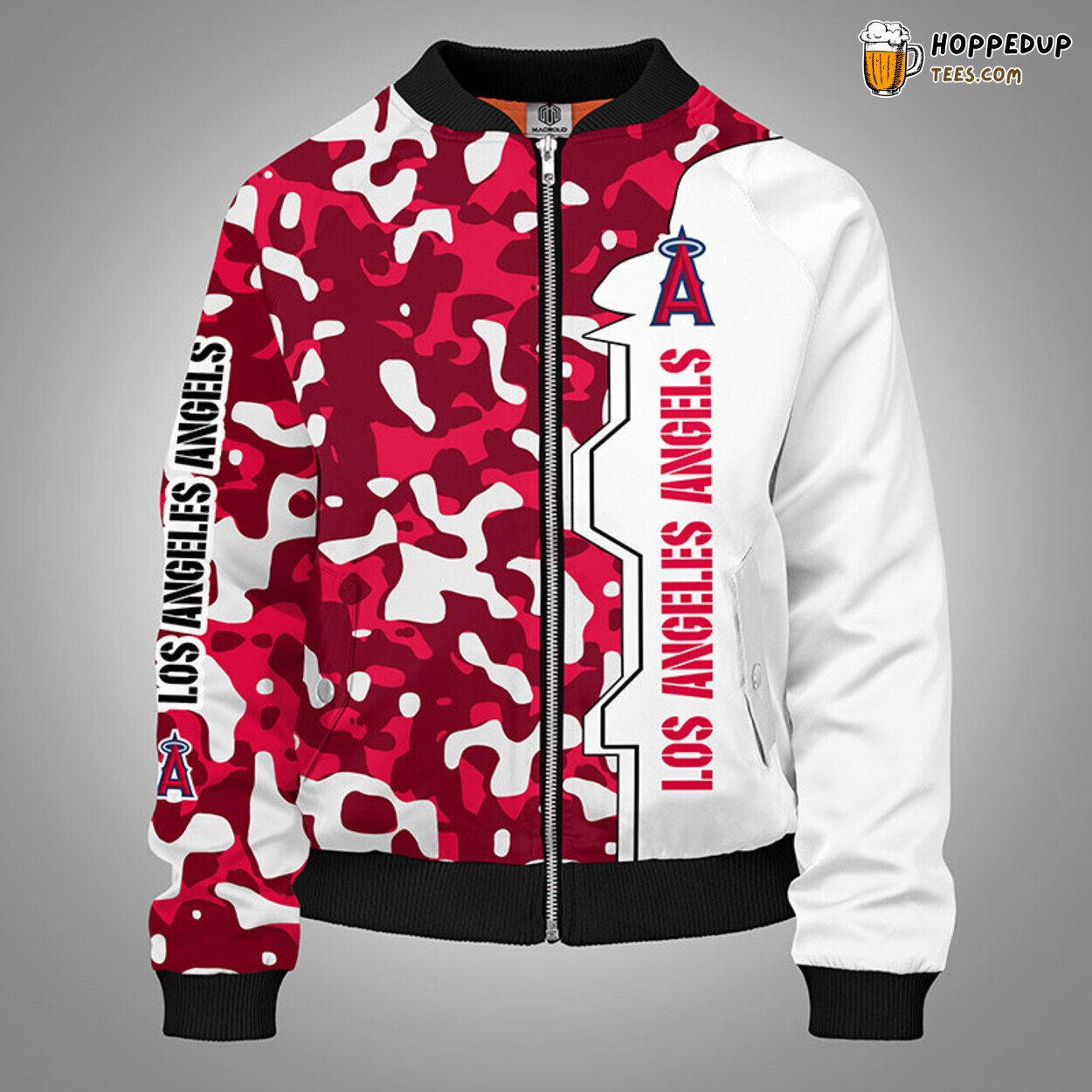 MLB Los Angeles Angels Camouflage Red Premium Bomber Jacket Design