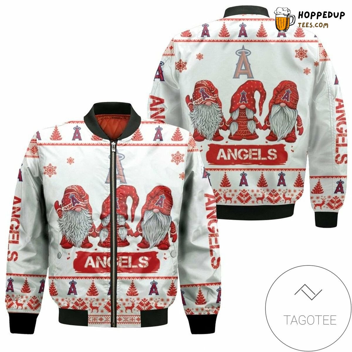 MLB Los Angeles Angels Christmas Gnomes Bomber Jacket