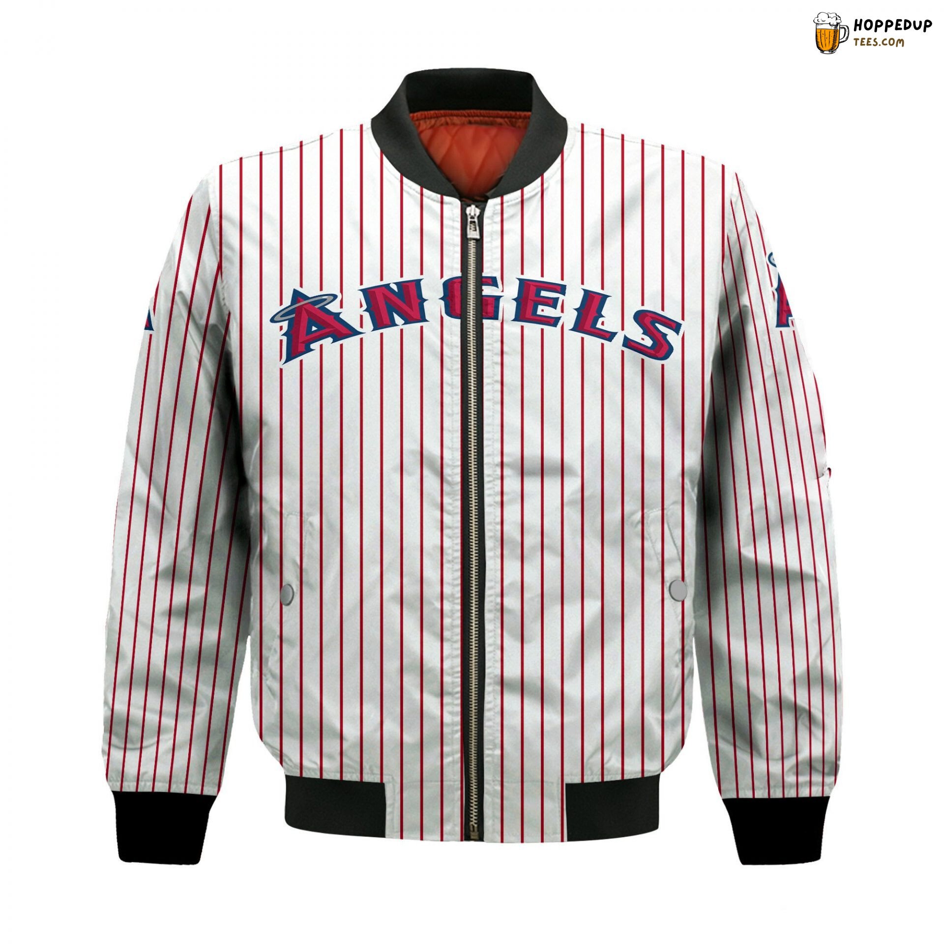 MLB Los Angeles Angels Custom Name Number Stripes Bomber Jacket
