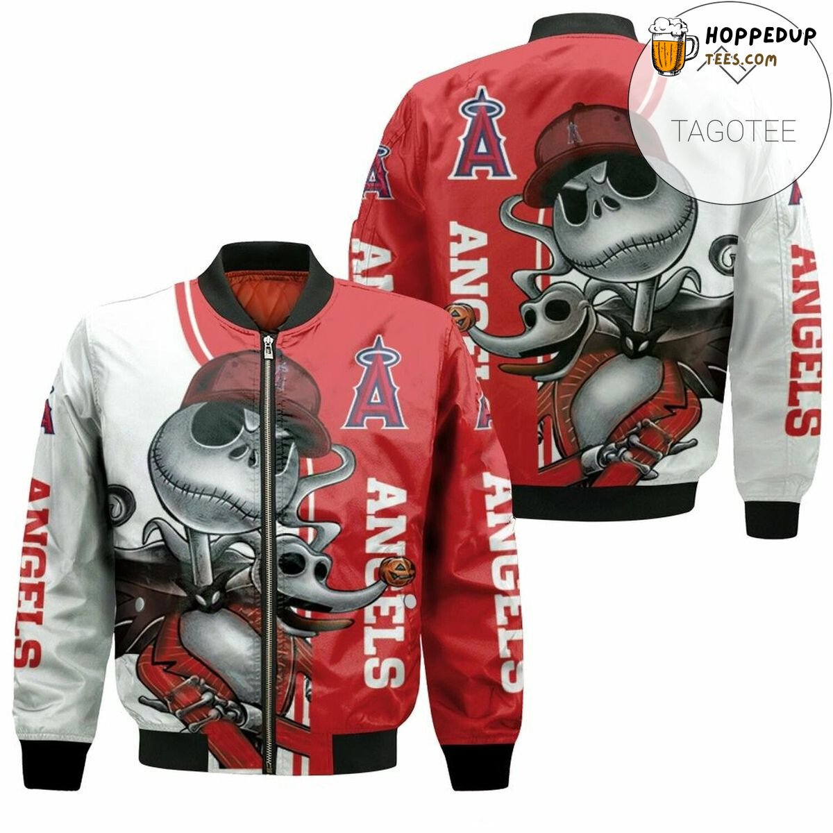 MLB Los Angeles Angels Jack Skellington And Zero Bomber Jacket