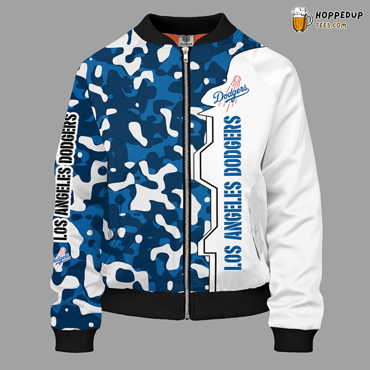 MLB Los Angeles Dodgers Camouflage Blue Premium Bomber Jacket Design