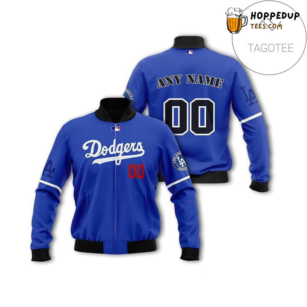 MLB Los Angeles Dodgers Custom Name Number Blue Bomber Jacket