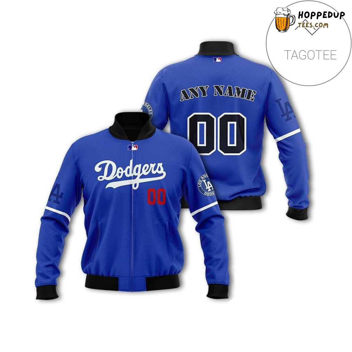 MLB Los Angeles Dodgers Custom Name Number Blue Bomber Jacket