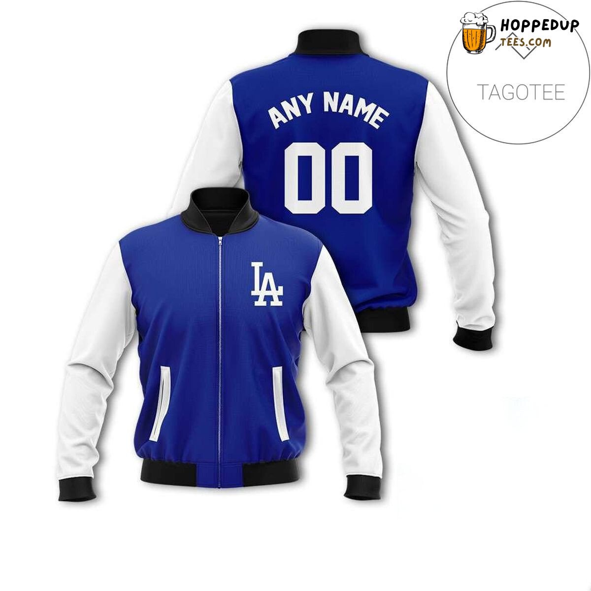 MLB Los Angeles Dodgers Custom Name Number Blue White Bomber Jacket