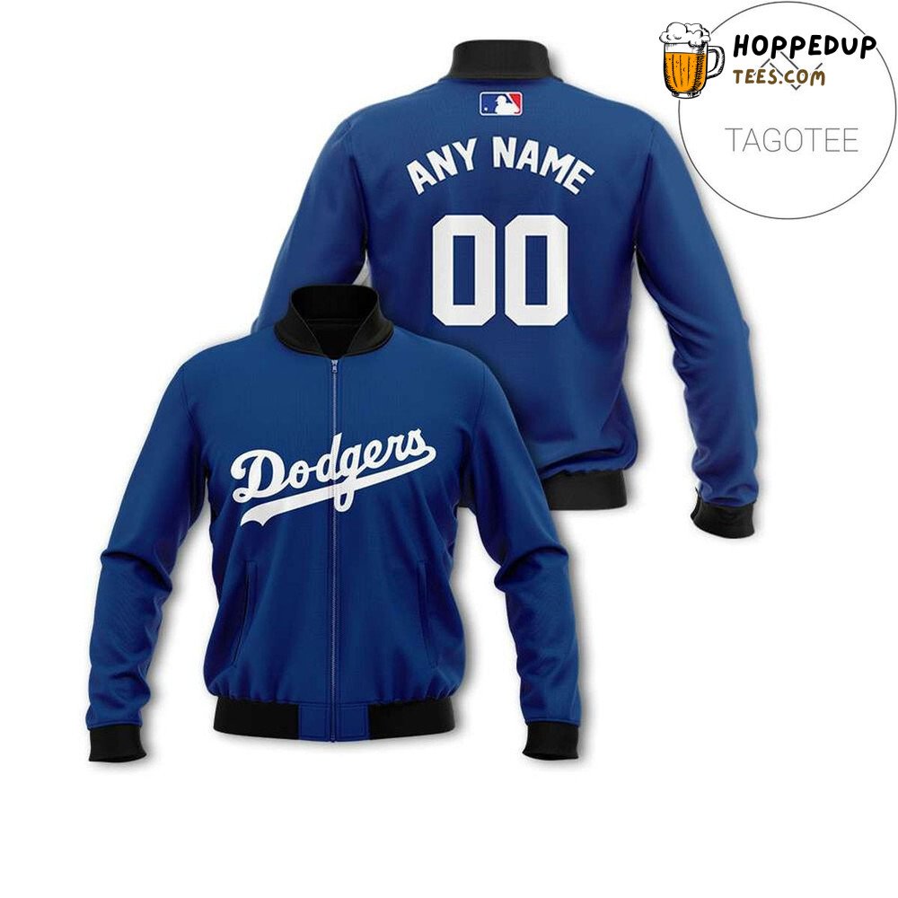 MLB Los Angeles Dodgers Custom Name Number Dark Blue Bomber Jacket