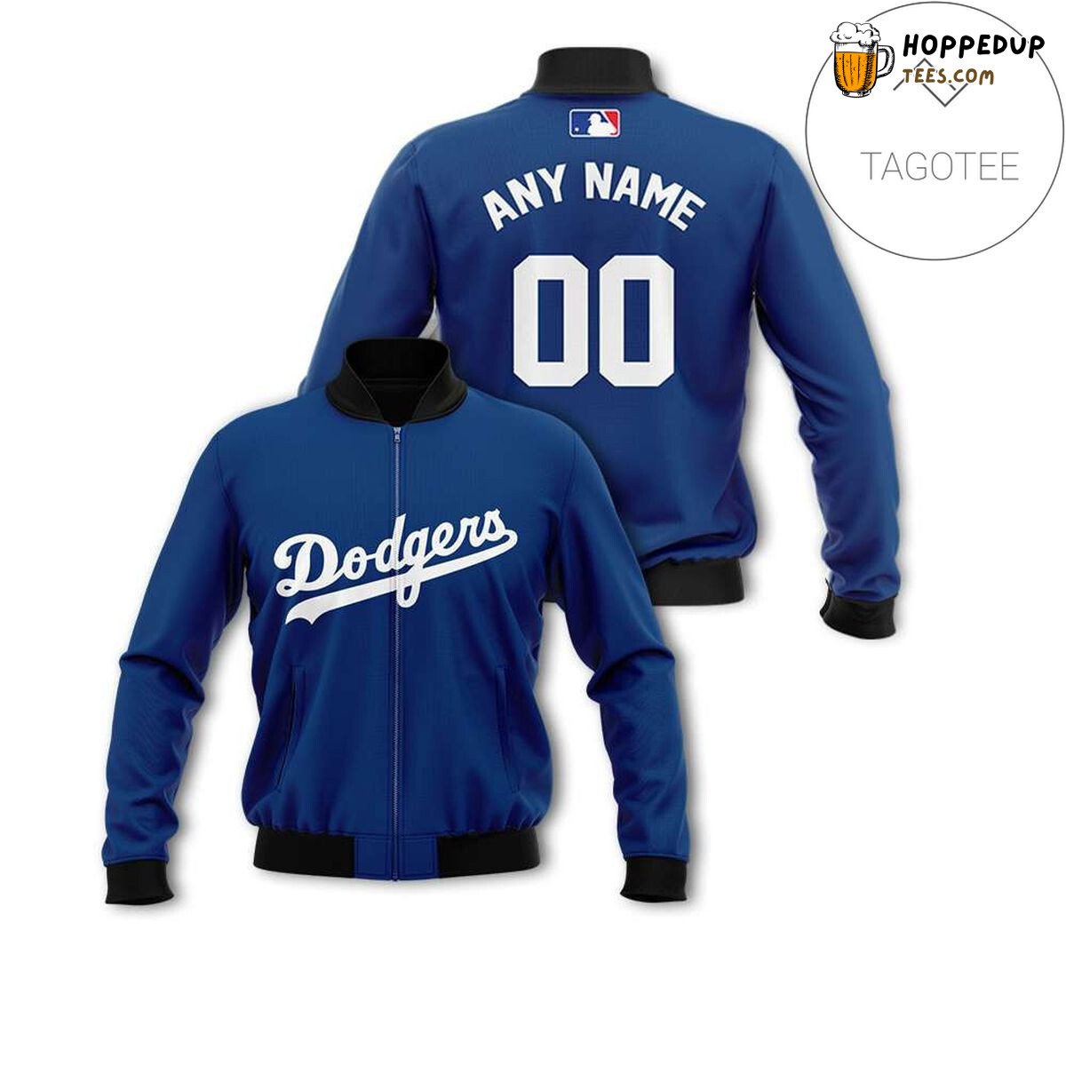 MLB Los Angeles Dodgers Custom Name Number Dark Blue Bomber Jacket