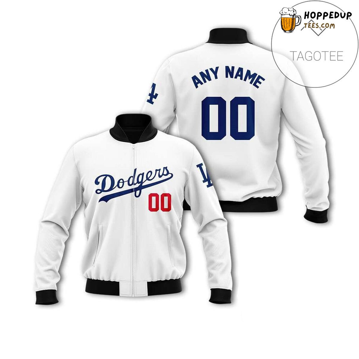 MLB Los Angeles Dodgers Custom Name Number White Bomber Jacket