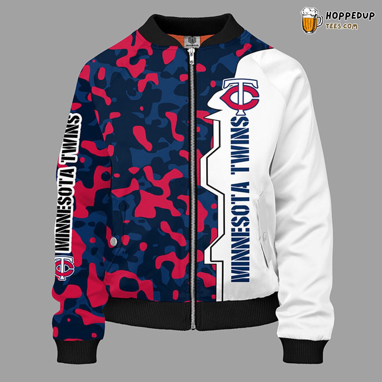 MLB Minnesota Twins Camouflage Blue Red Premium Bomber Jacket Design
