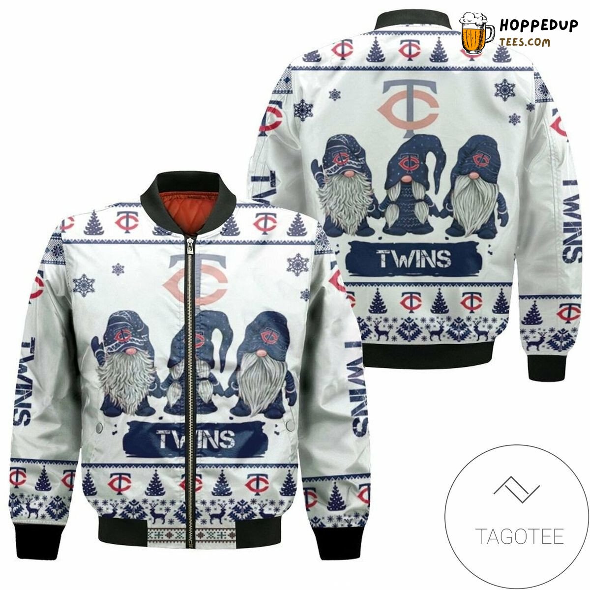 MLB Minnesota Twins Christmas Gnomes Bomber Jacket