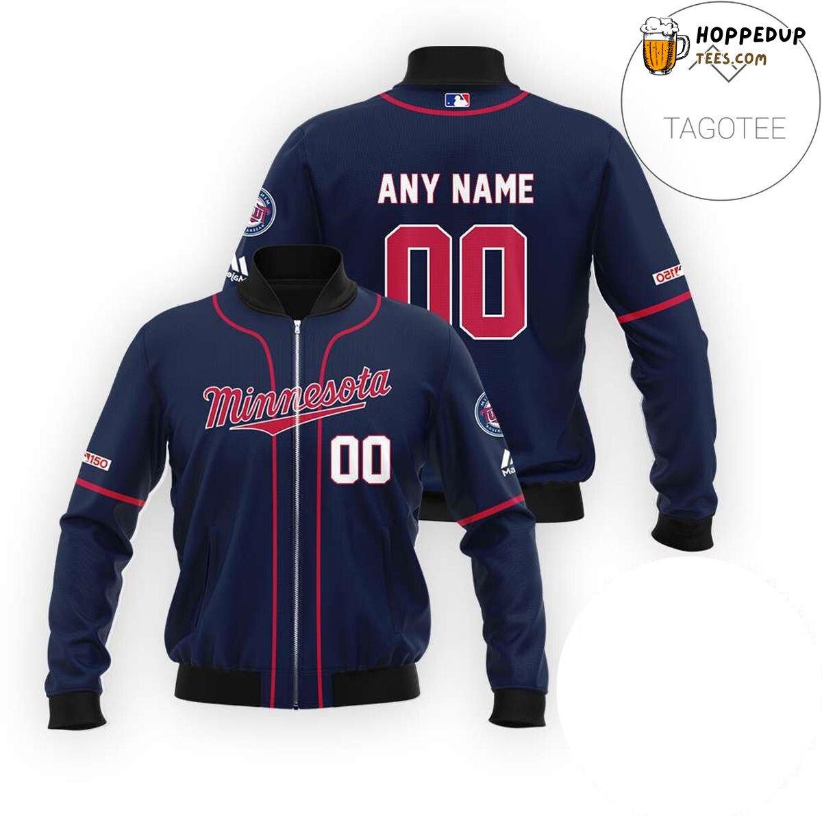 MLB Minnesota Twins Custom Name Number Navy Bomber Jacket