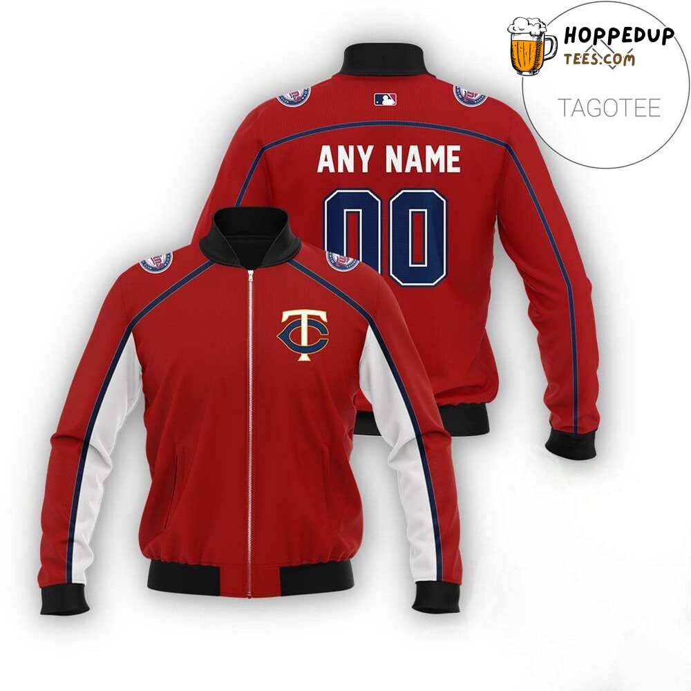 MLB Minnesota Twins Custom Name Number Red Bomber Jacket