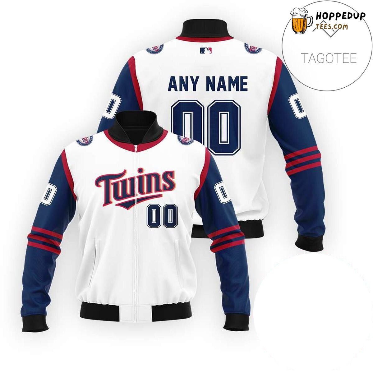 MLB Minnesota Twins Custom Name Number White Bomber Jacket