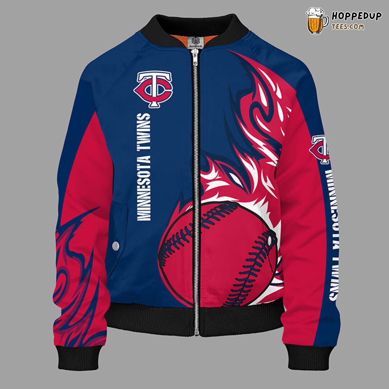 MLB Minnesota Twins Dual Blue Red Unisex Bomber Jacket Design