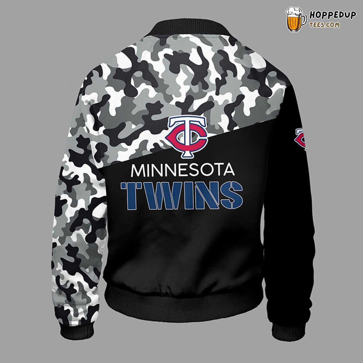 MLB Minnesota Twins Unique Camouflage Black Bomber Jacket Design