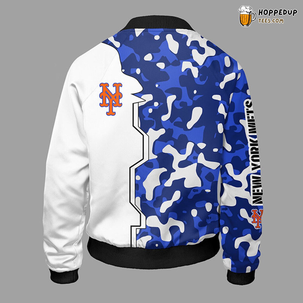 MLB New York Mets Camouflage Blue Premium Bomber Jacket Design
