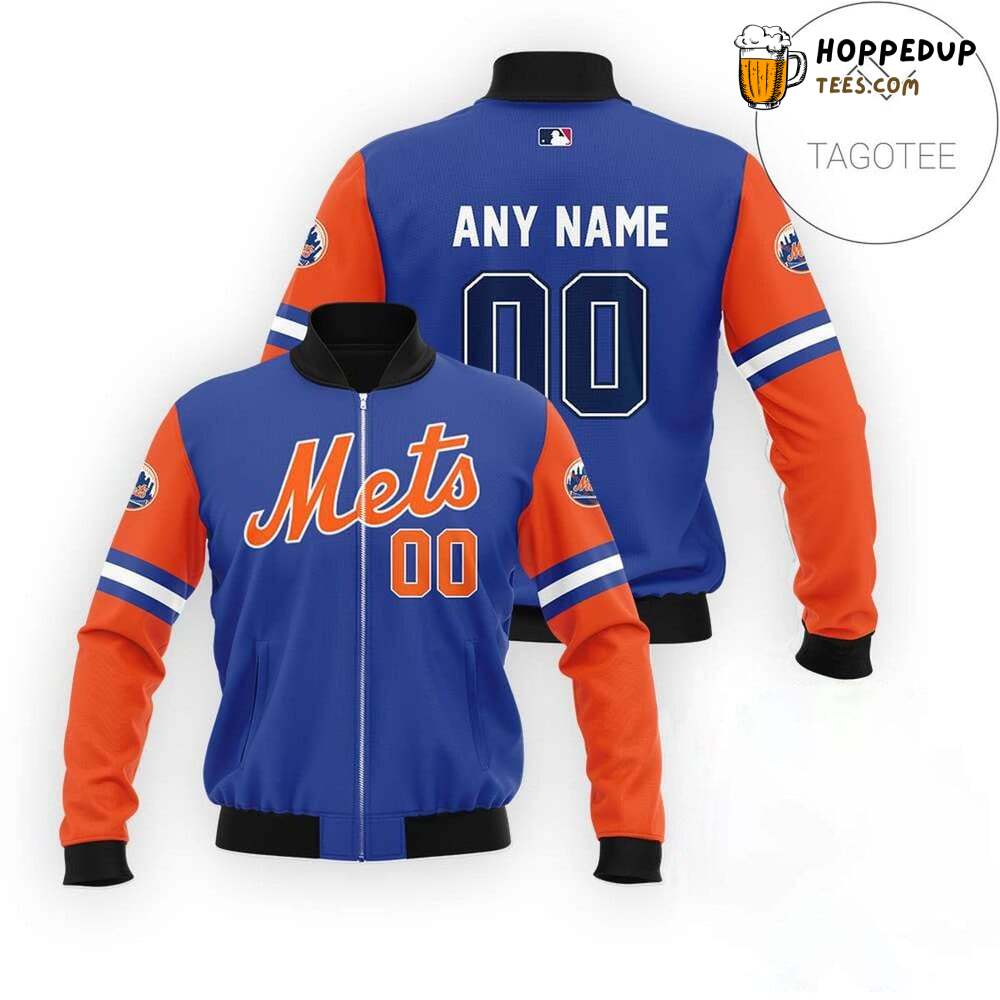 MLB New York Mets Custom Name Number Blue Bomber Jacket