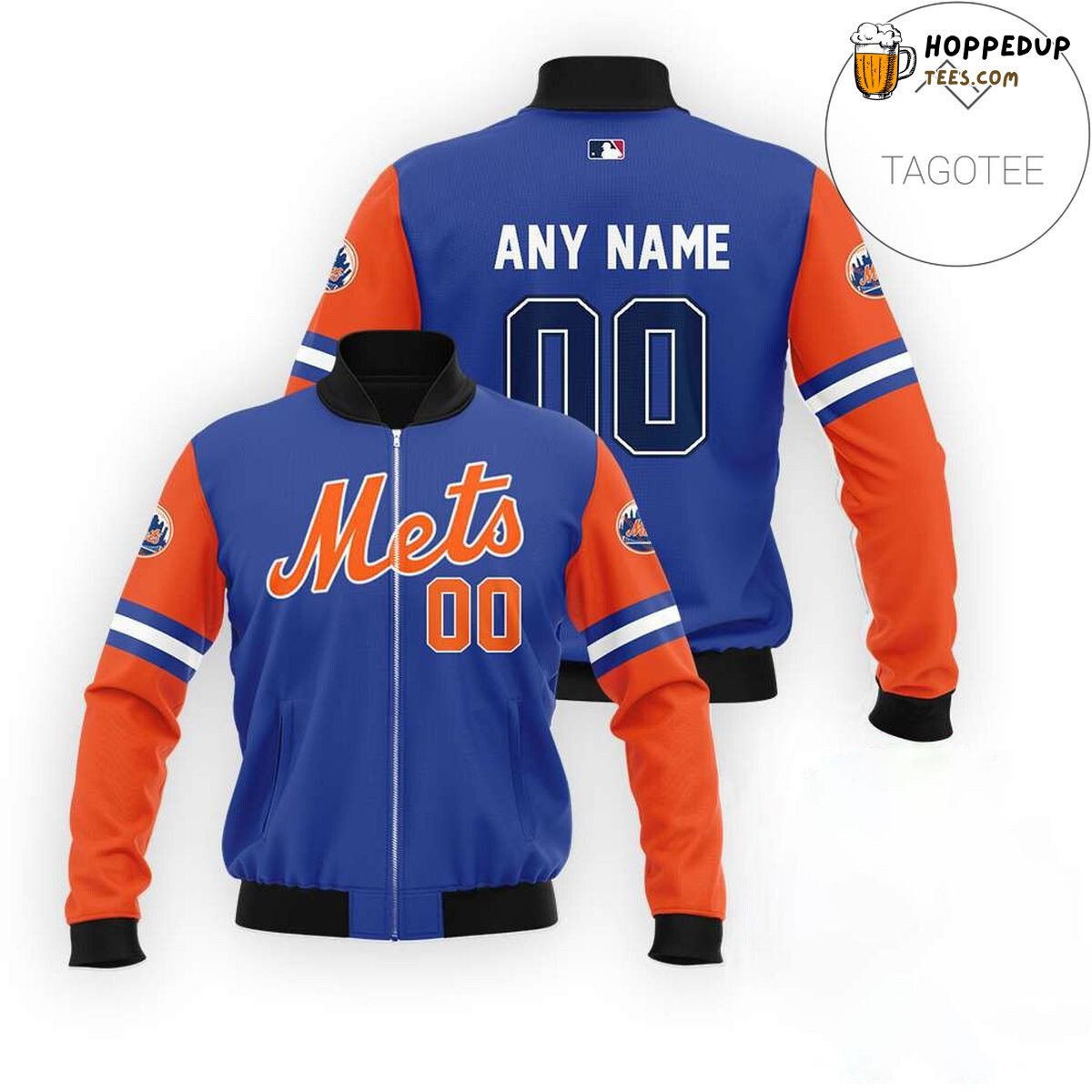 MLB New York Mets Custom Name Number Blue Bomber Jacket