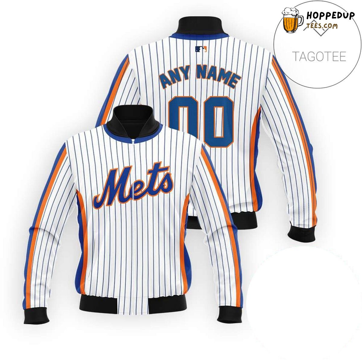 MLB New York Mets Custom Name Number White Bomber Jacket