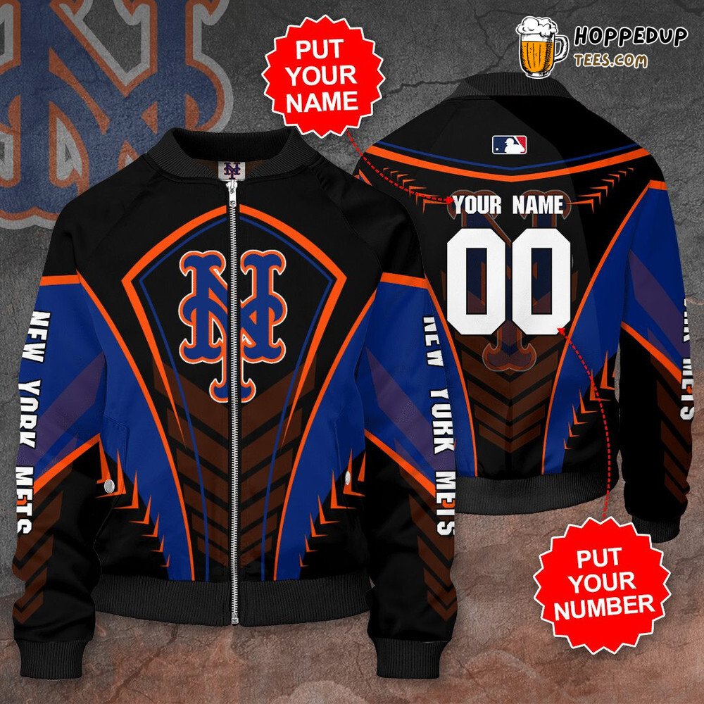 MLB New York Mets Exclusive Custom Name Number Bomber Jacket
