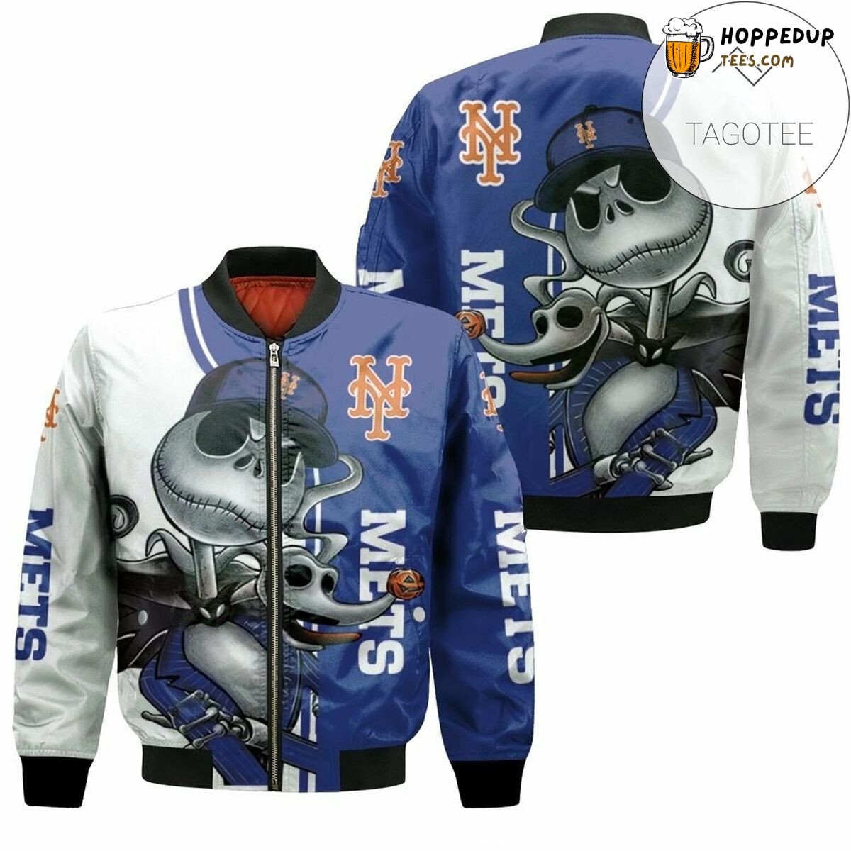 MLB New York Mets Jack Skellington And Zero Bomber Jacket