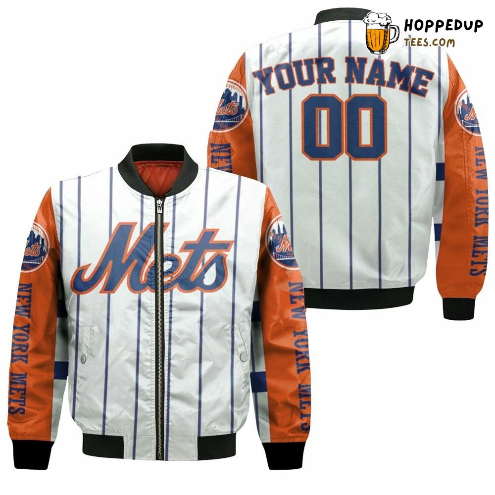 MLB New York Mets Name Number Unique Bomber Jacket Style