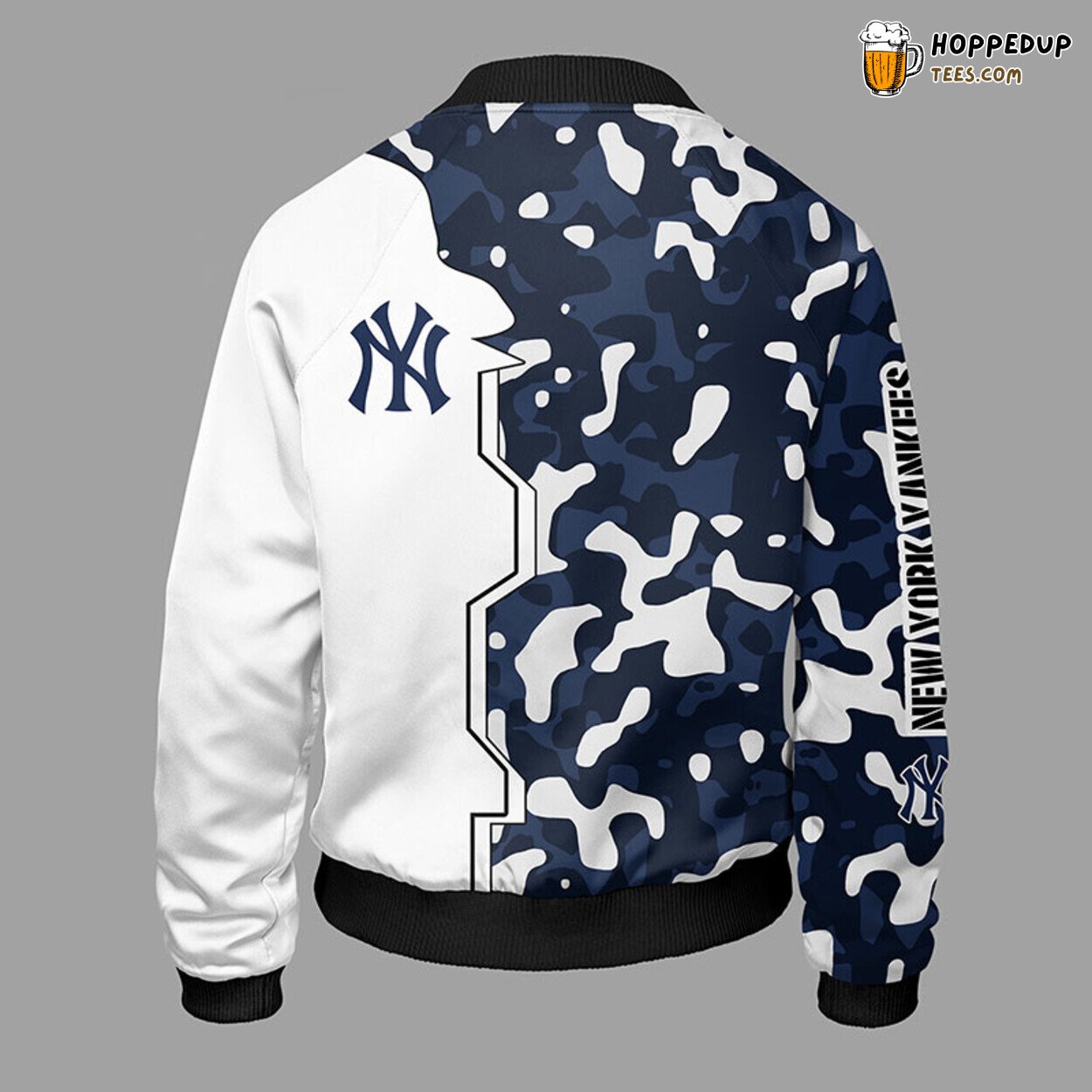 MLB New York Yankees Camouflage Blue Premium Bomber Jacket Design
